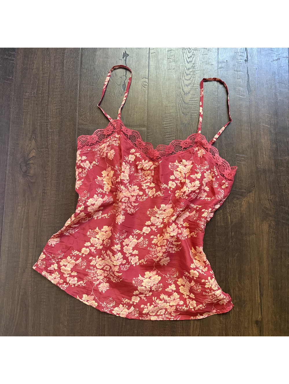 Vintage Y2K 2004 Old Navy 100% Silk Floral Lace Cami Top XXS Y2K Rory Gilmore